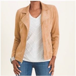 Petite‎ Faux-Suede Moto Camel Jacket